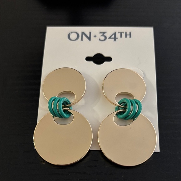 ON 34th Jewelry - ON 34TH Gold and Green Double Circle Earrings NWT